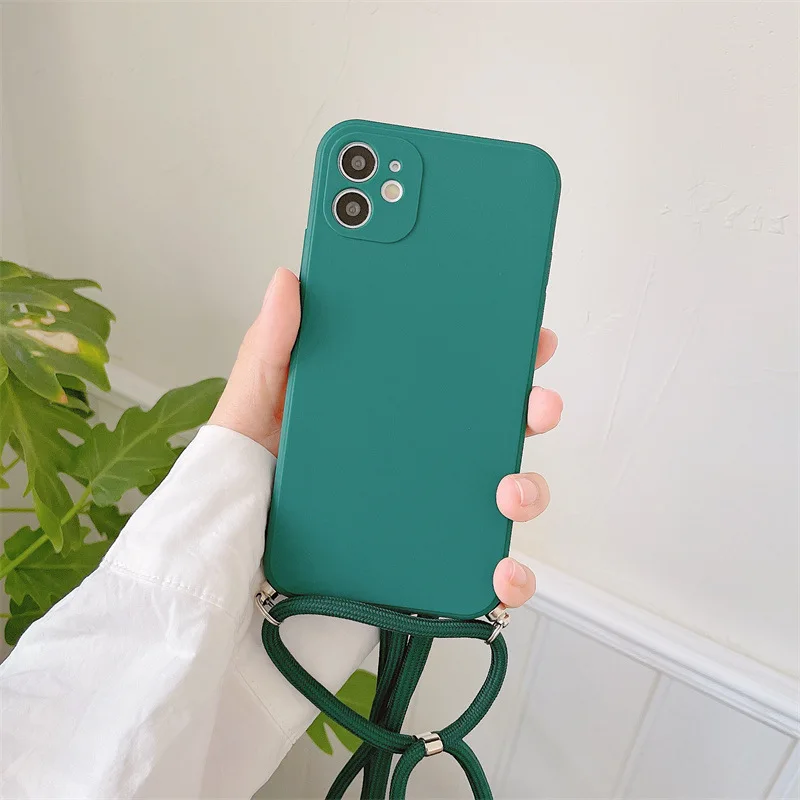 Crossbody Necklace Strap Cord Liquid Silicone Case For Realme V5 X X2 X7 Narzo 10 10A 20 20A 30 30A 50 50A 50i Prime Pro Cover