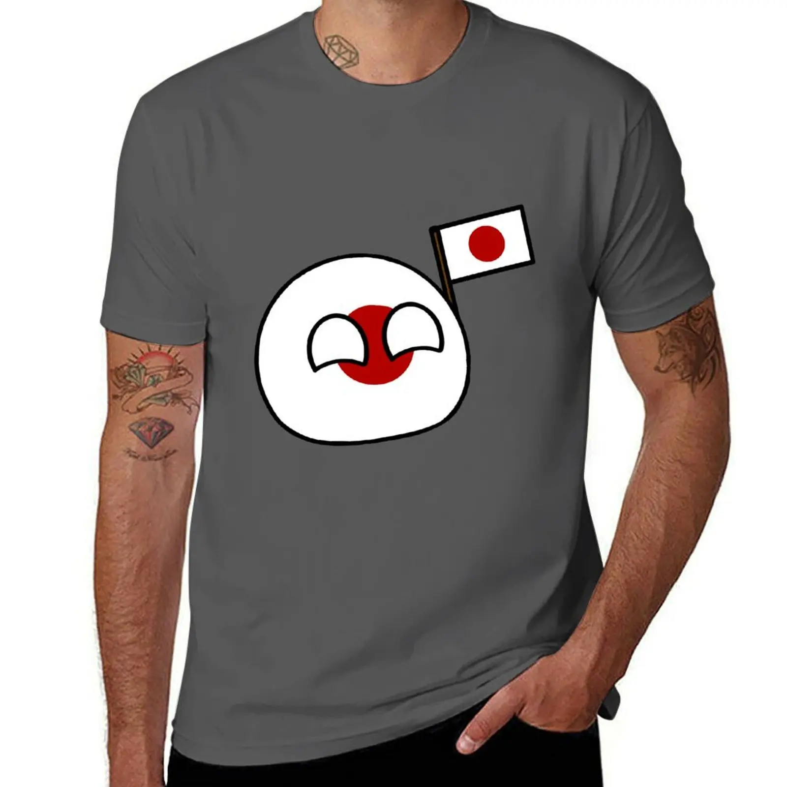 

countryballs with their flag Japanball T-Shirt Plus Size Basic Short Sleeve Top