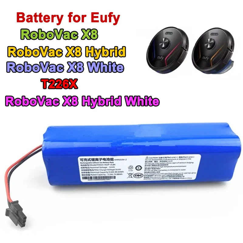 

2024 14,4 V 12800mAh сменная батарея для Eufy RoboVac X8 Series Hybrid аксессуары для робота-пылесоса Parts