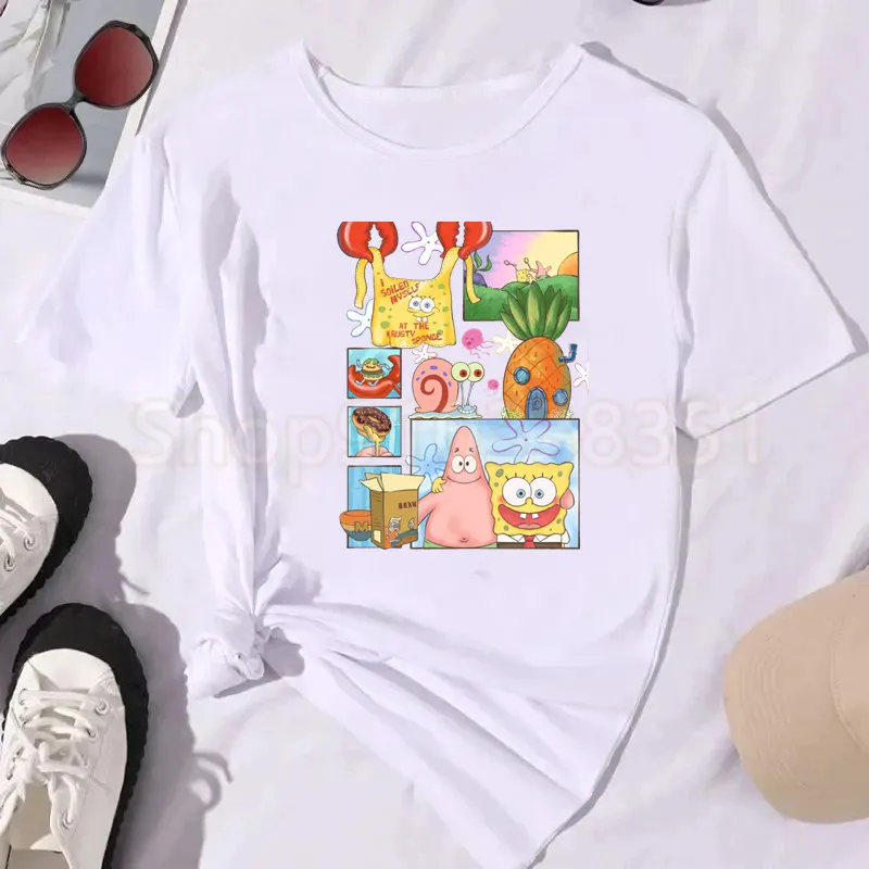 الصيف سبونجبوب باتريك ستار نمط تي شيرت المرأة Kawaii الجمالية تي شيرت الكرتون تنفس مريحة قمم تي شيرت #2