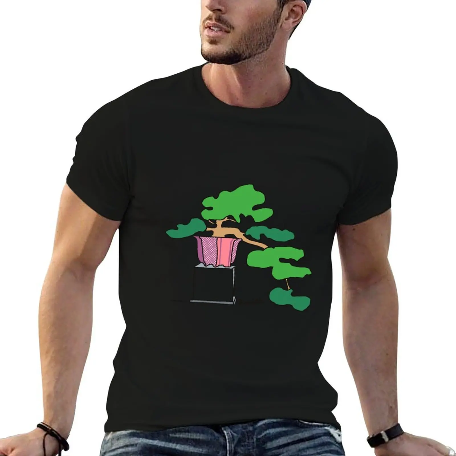 

Bonsai in pink pot T-Shirt t shirt man cotton anime tshirt T-Shirt