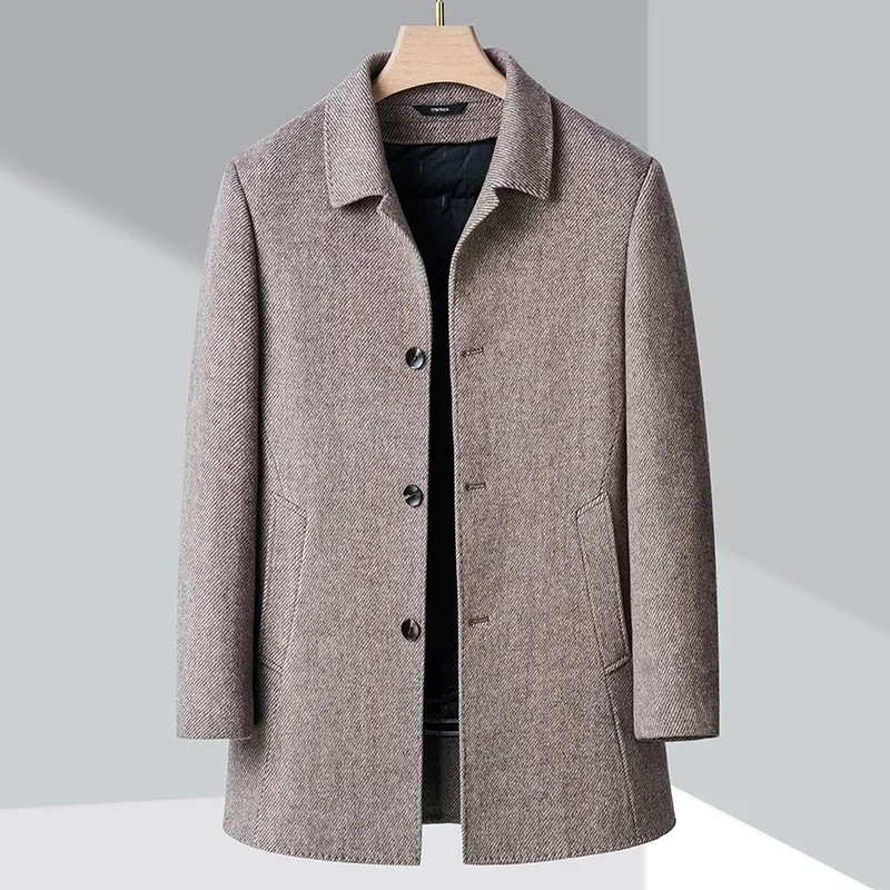 

YEAE Double-Faced Wool Coat Men's Cashmere Jacket With Detachable Goose Down Lining Light Casual Clothing Tops