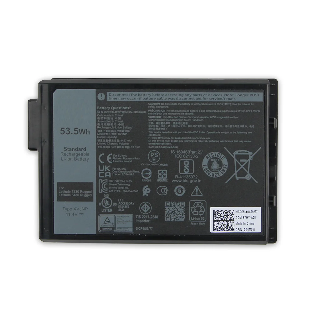 XVJNP For Dell Latitude 7330 Rugged Latitude 5430 6JRCP Replacement Battery