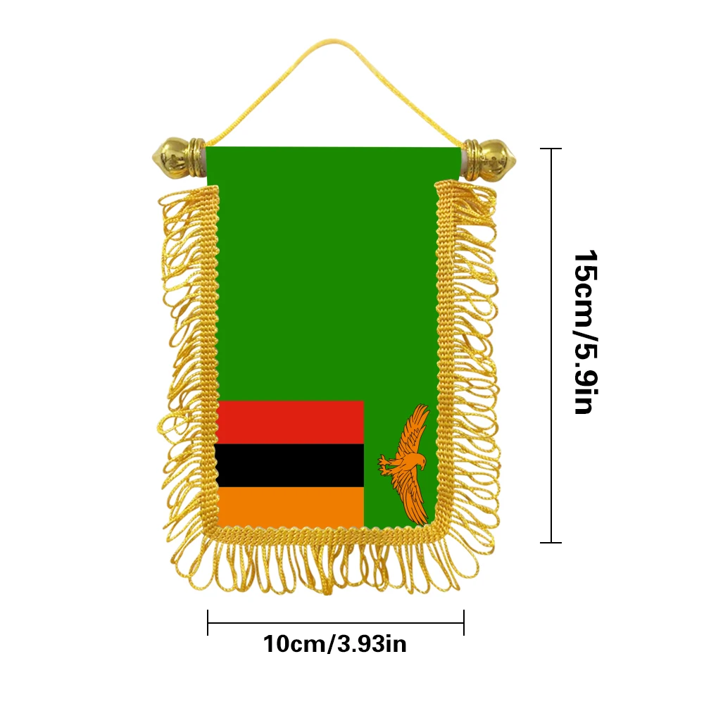 Zambia small hangicng flag 10x15cm triangular flag car decoration hanging flag double-sided pattern with suction cup