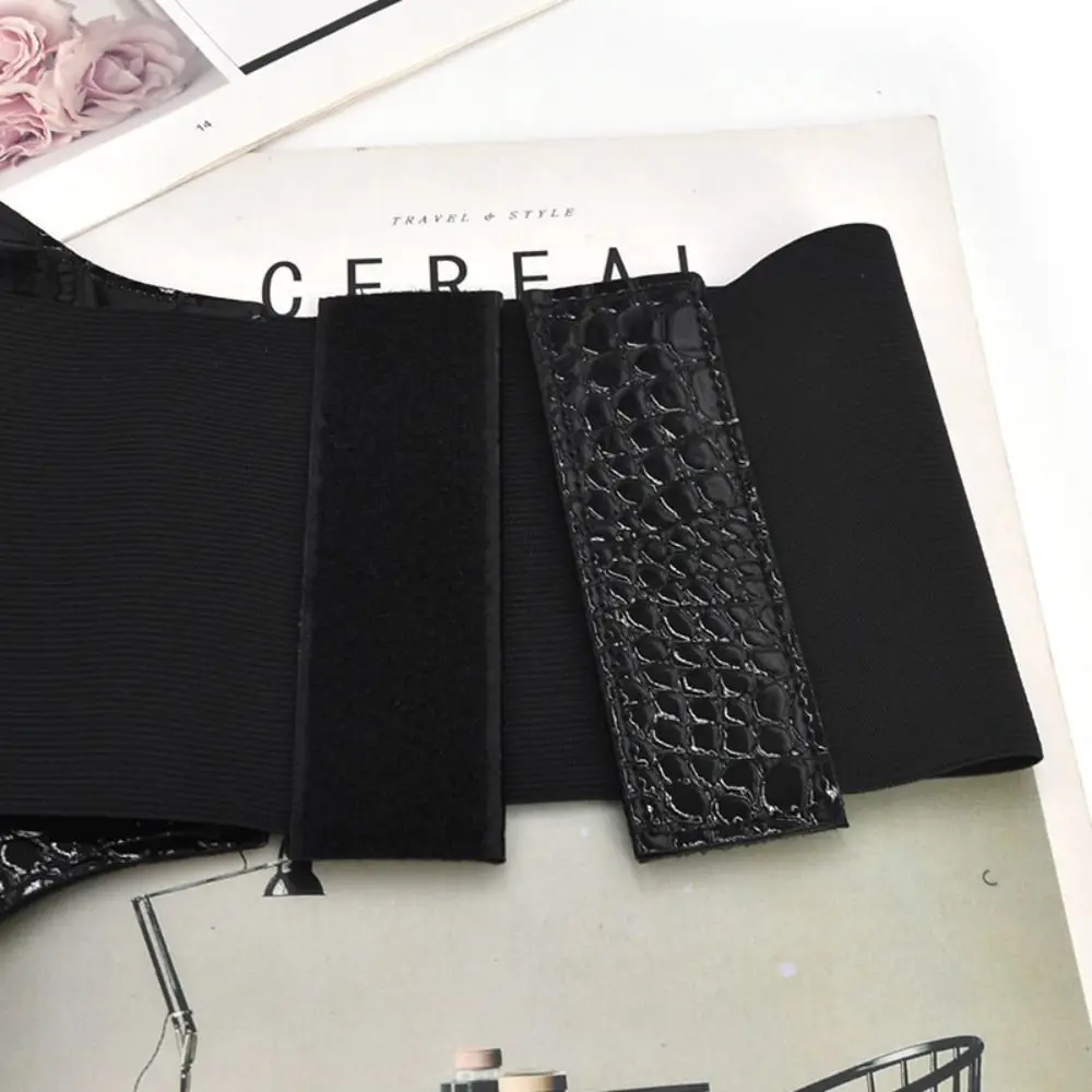 痩身 Pu レザー愛バックルカマーバンドハイウエスト弾性女性ウエストバンドドレスガードルワイドウエストベルト女性