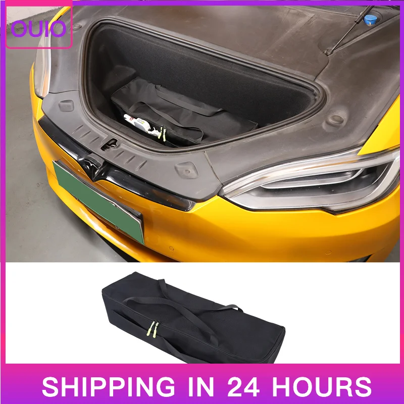 OUIO Car Storage Bag for Tesla Model S 2014-2024 Trunk Organizer Mesh Pocket Interior Storage Accessories Automotive Interior Ac