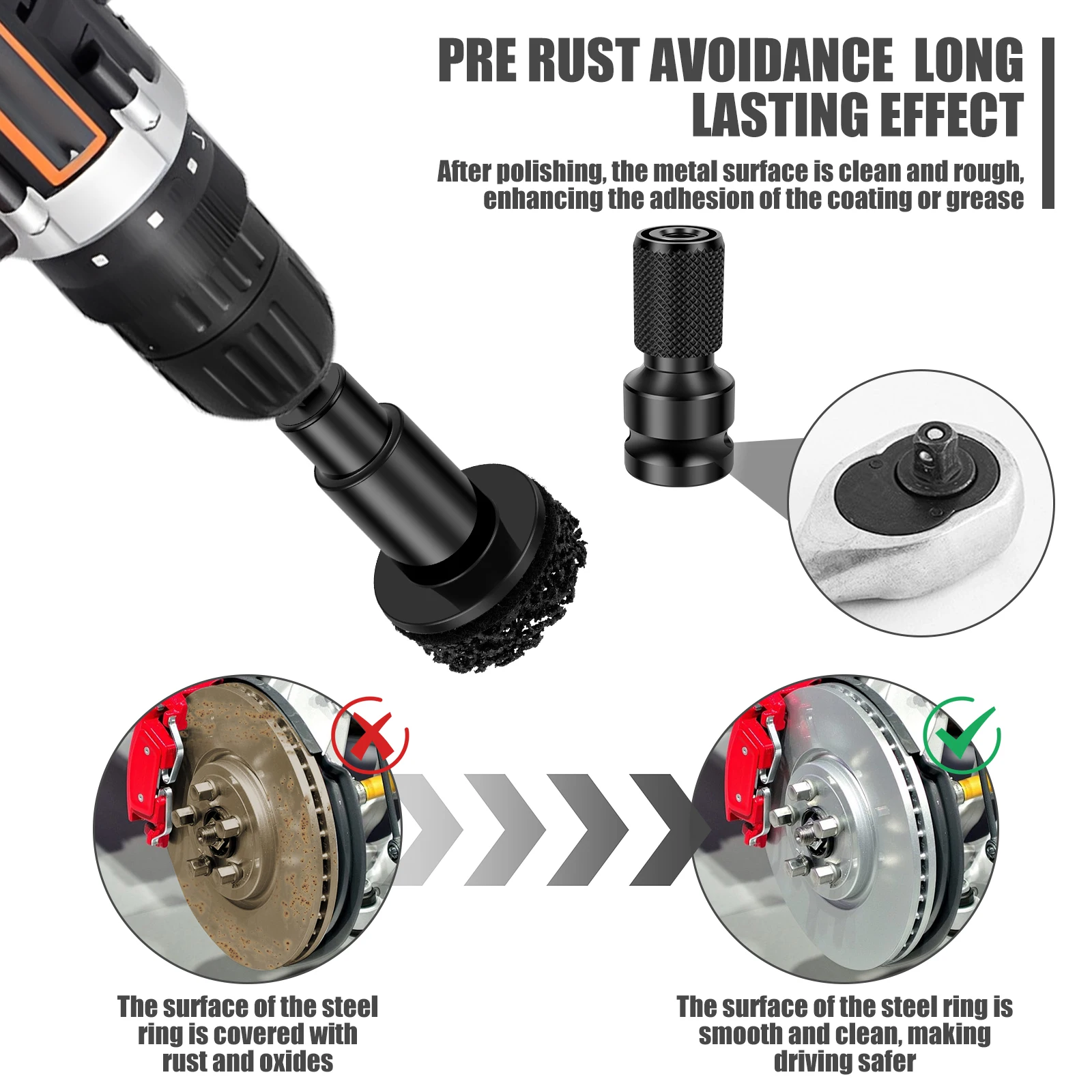 2 مجموعة سيارة محور عجلات تجديد عدة الفرامل محور تنظيف أداة سيارة مزيل صدأ الأنظف يناسب 1/2 "الشدات أو الحفر الكهربائية #3