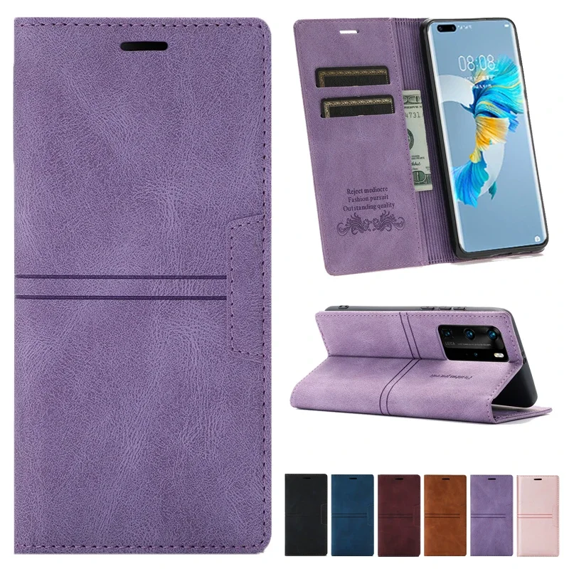 

Wallet Flap Skin Feel Magnetic Leather Cover For Huawei P40 Lite P40 Pro P30 P20 P Smart 2019 Mate 10 Lite Pro Y6 2019 Y7 2019