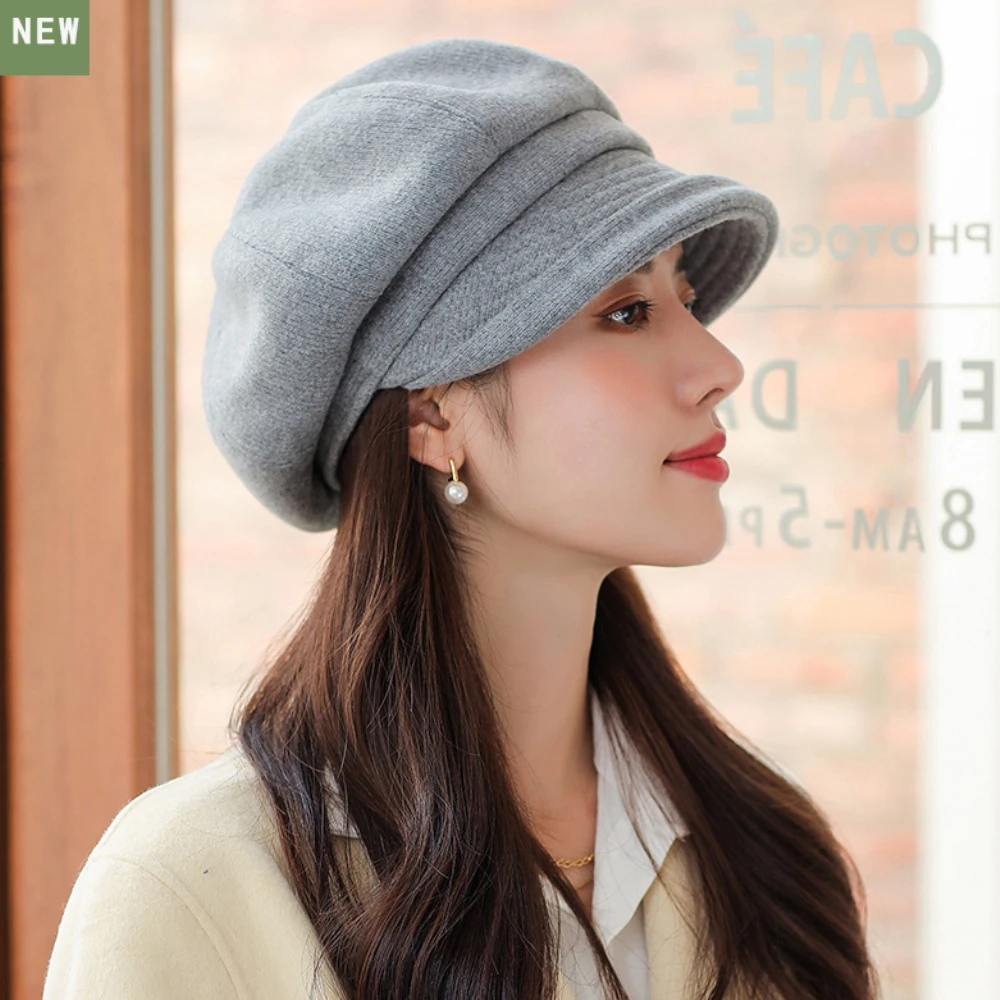 

MZ4270 Berets Autumn Winter Hat for Women Retro Octagonal Cap Ladies Solid Plain Flat Cap Female Pink Black Beige Grey Beret Hat