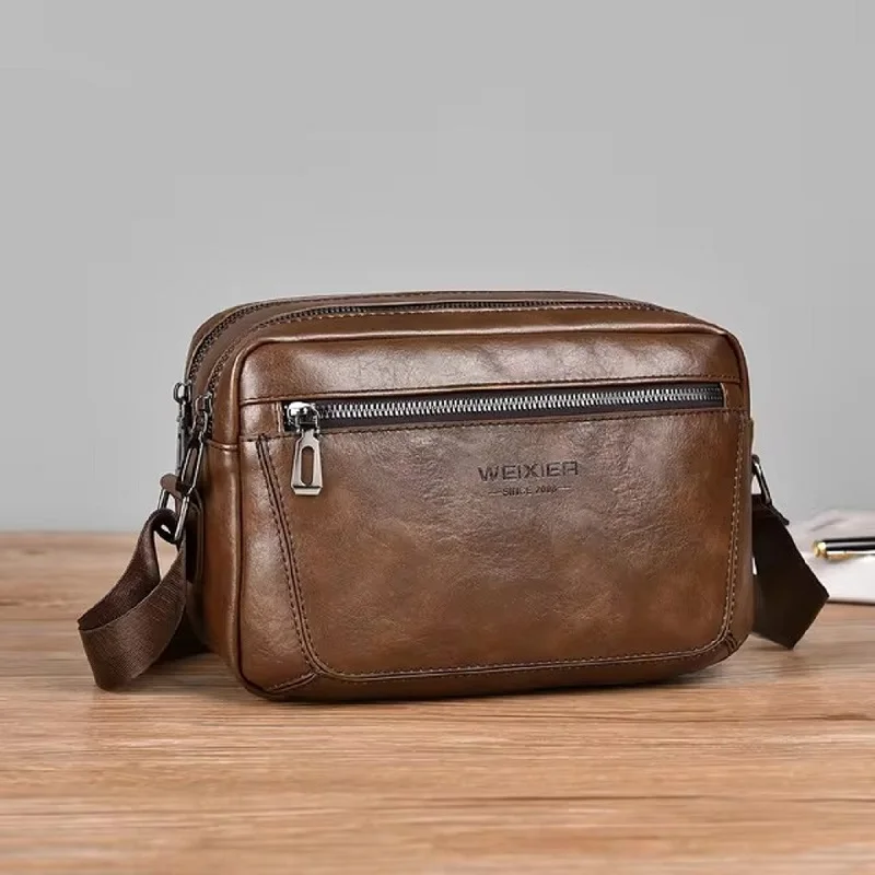 Brand Casual Solid Men Crossbody Bag Messenger Bag PU Leather Handbag Shoulder Bags Male Business Messenger Diagonal Chest Bag