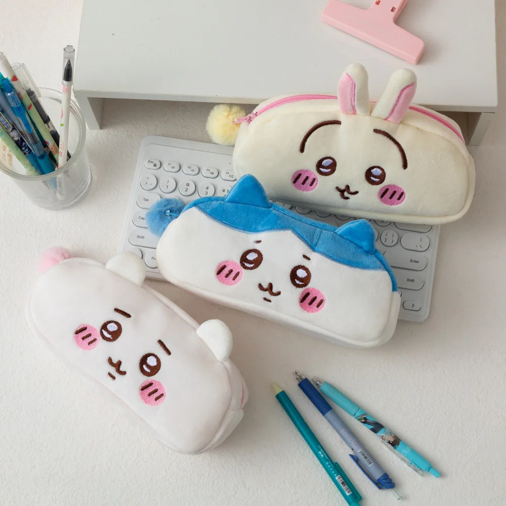 Anime Stationery Pouch, Cute animal storage bag Plush Pencil Case, Large Capacity Soft Pen Bag for School Students Girls
