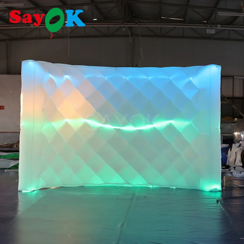 

SAYOK Inflatable Photo Booth Backdrop with Light Inflatable Photo Booth Wall Background for Party Wedding Advertising Event Show