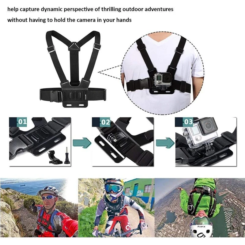 For Gopro Hero 12 11 Head Strap Chest Strap Strap Screw Bracket For Gopro 11 10 9 8 AKASO SJCAM SJ4000 Action Camera Accessories