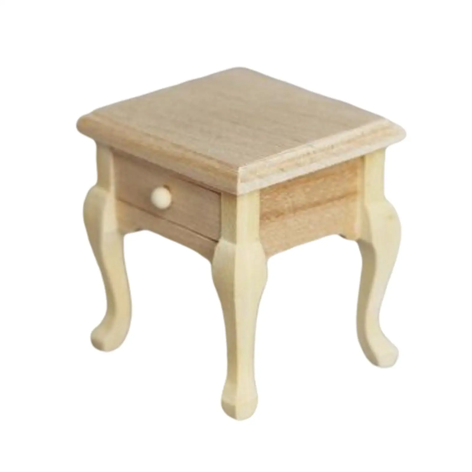 

1 12 Miniature Wooden Nightstand Furniture Model Bedroom Dollhouse Accessory Pretend Play Toy for Kids Gift