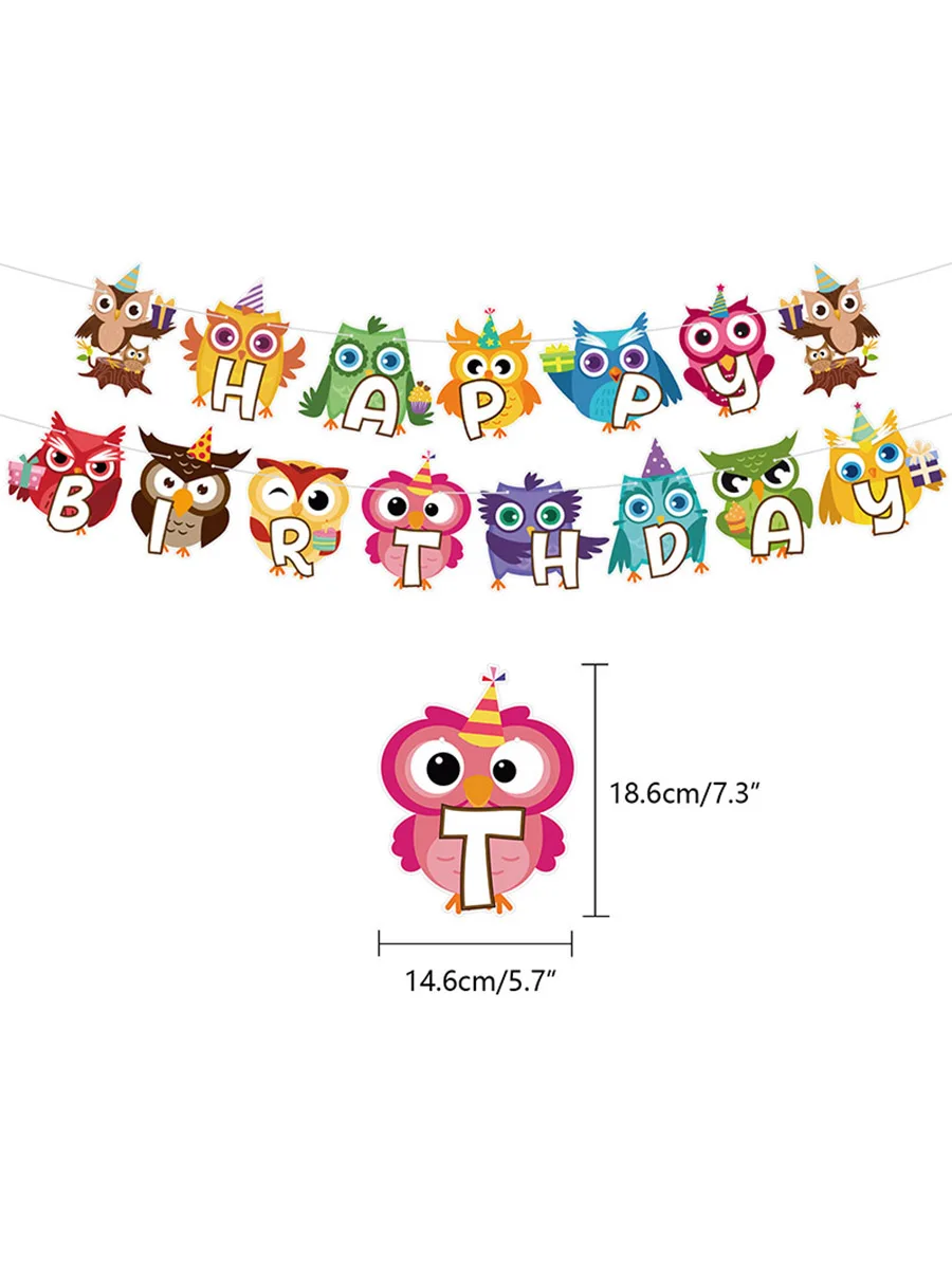 لافتة على شكل بومة حيوانية للأطفال، لوازم حفلات أعياد الميلاد، بالون علوي لتزيين الكيك، لافتة ديكور استحمام الطفل