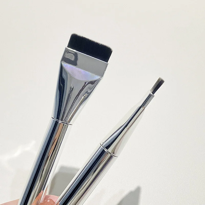 Brocha para base de cabeza plana, brocha correctora ultrafina sin rastro, brocha para máscara, sin polvo, herramientas de belleza para el cabello suave, brochas de maquillaje