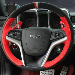 Hand-stitched red genuine Leather Black suede Car Steering Wheel Cover For Chevrolet Malibu Volt Camaro 2011-2015 Aveo 2016-2018