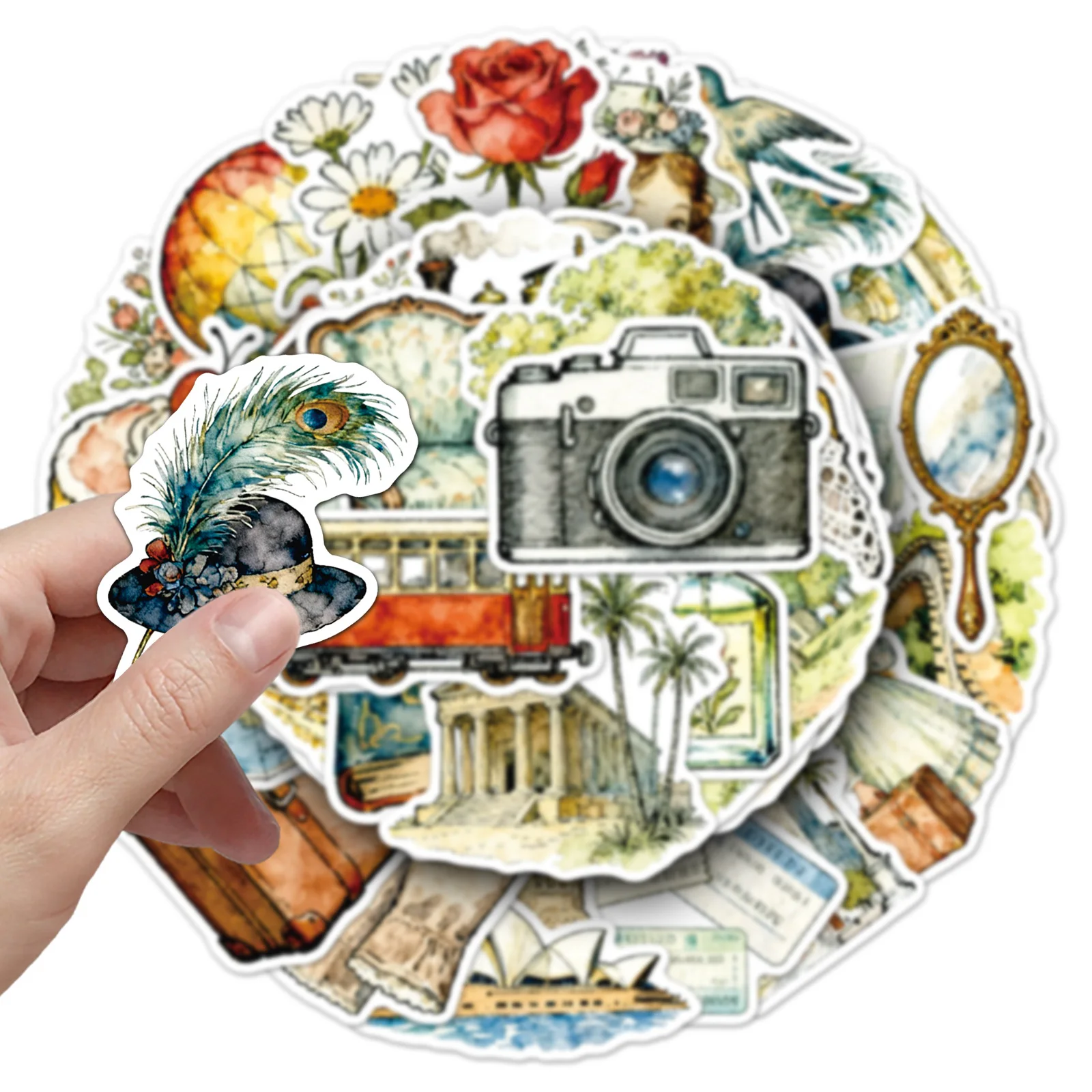 50PCS Retro Stil Aufkleber Mädchen Dekoration Reise Graffiti DIY Cartoon Kreativität Spielzeug Laptop Gitarre Auto Fahrrad Skateboard Aufkleber