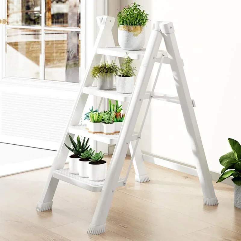 Indoor Thickening Step Stools Foldable Compact Kitchen Attic Roof Step Ladders Agility White Escalera Plegable Home Furniture