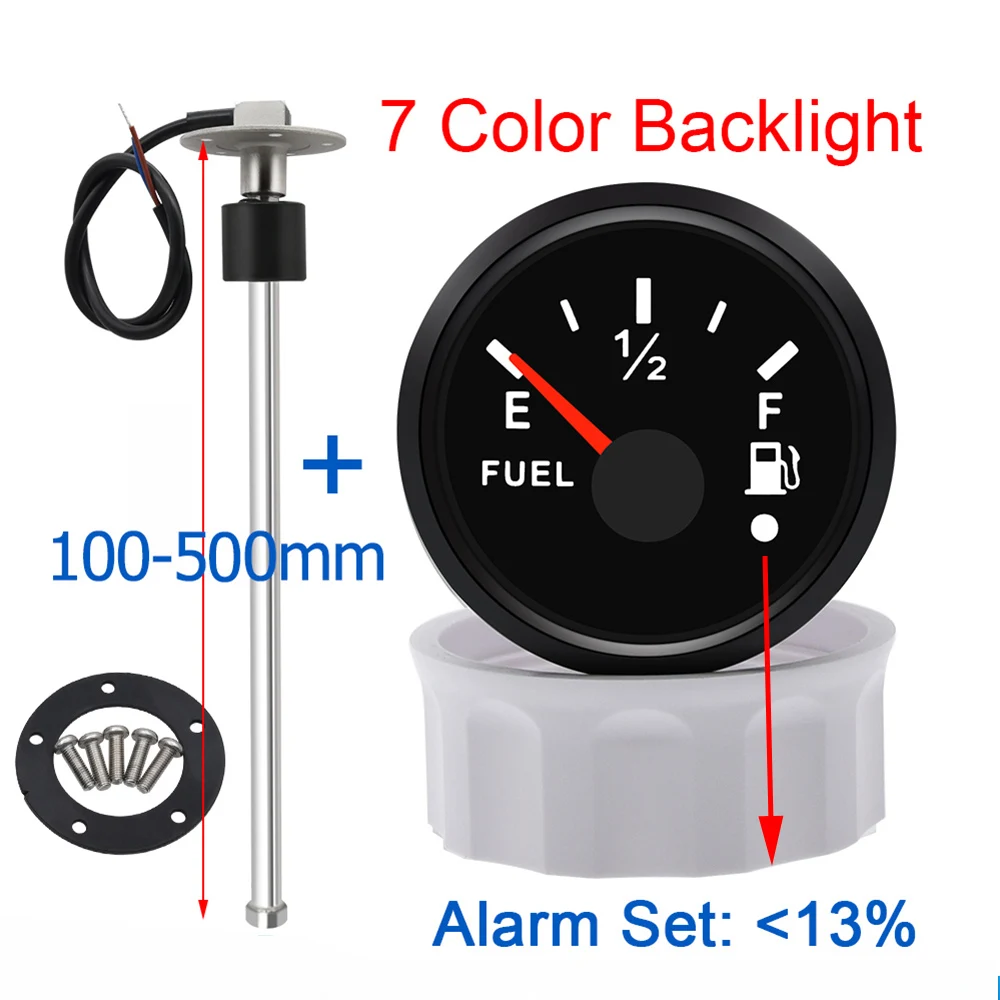 

Датчик уровня топлива 0-190 ом + датчик уровня топлива 52 мм с указкой подсветки 7 цветов, измеритель масляного бака для автомобиля, лодки, морской яхты