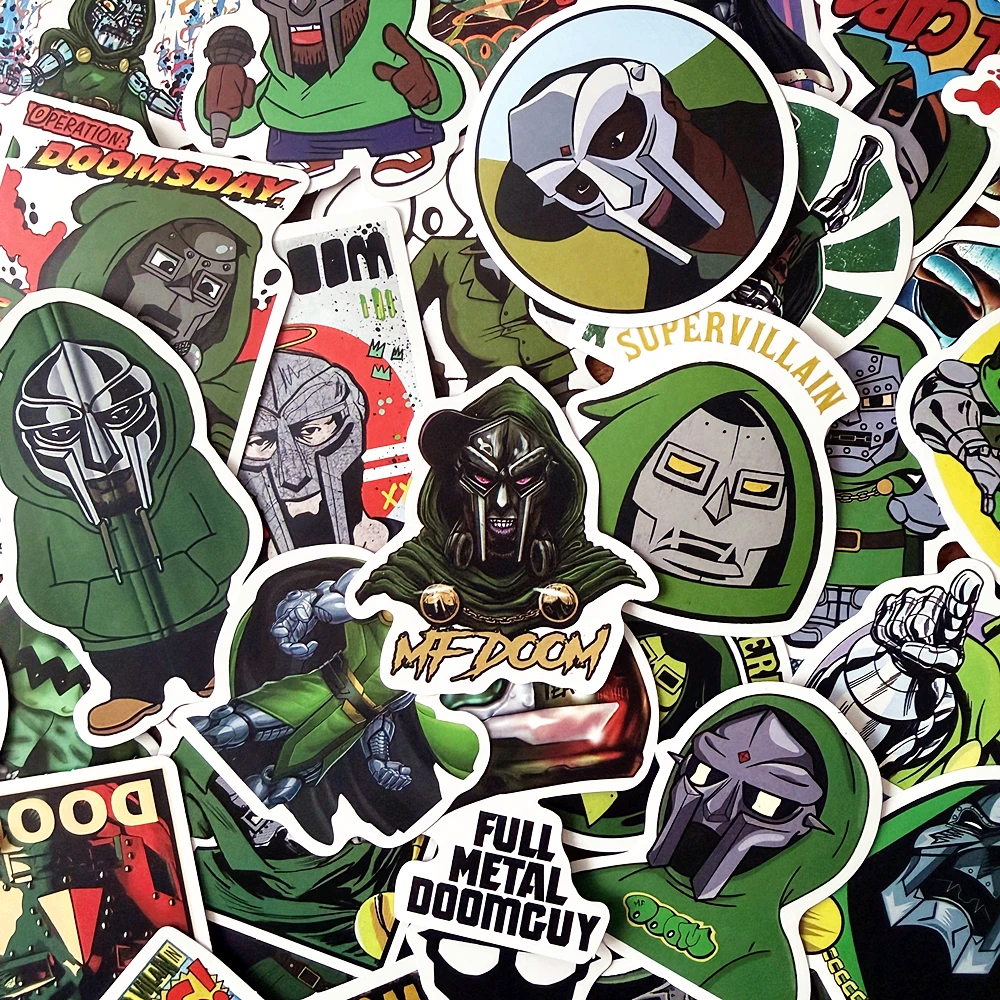 50 pièces Hip Hop rappeur Mf Doom autocollants chanteur Fan cadeau bricolage décoration téléphone tasse bagages Scrapbook ordinateur portable hélicoptère guitare décalcomanie