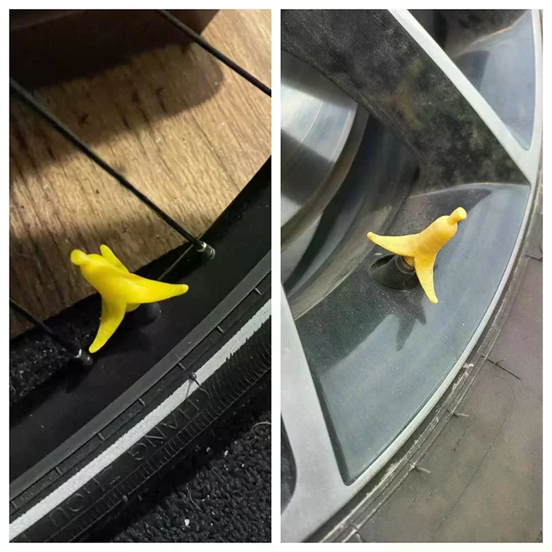 2 Pcs Banana Valve Caps Suitable for Cars, Motorcycles, and Trucks Auto Tire Valve Stem Caps Air Valve Caps