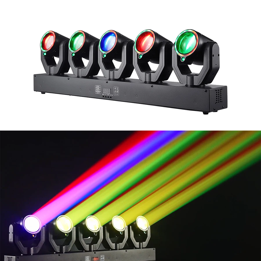 5-Kopf XY rotierender 180W LED Moving Head Strahl DJ Disco Licht DMX512 Sprachsteuerung RGBW Strahl + grüner Laser für Party Bar Weihnachten