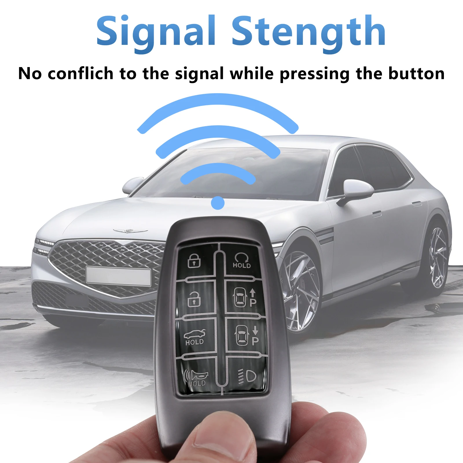 for Genesis Key Fob Cover Keychain Soft TPU Car Key Case for Hyundai GV80 GV90 G70 G80 G90 GV70 8 Buttons accessories