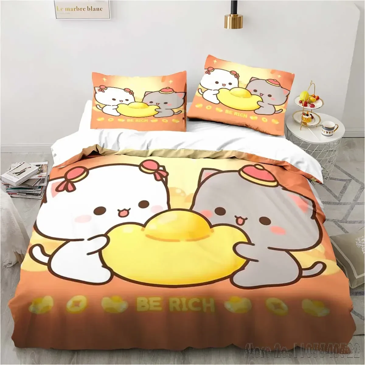 Bubu Dudu Cartoon Cute Bear Kawaii Christmas Duvet Cover Set HD Comforter Cover for Kids Bedding Sets Bedclothes Bedroom Decor