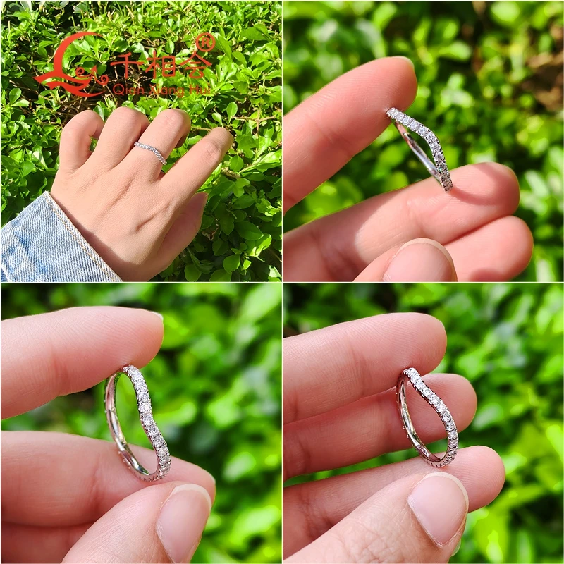 Cincin Perak Sterling S925 D w - Moissanite Eternity Band Ring Stackable ulasan dan harga