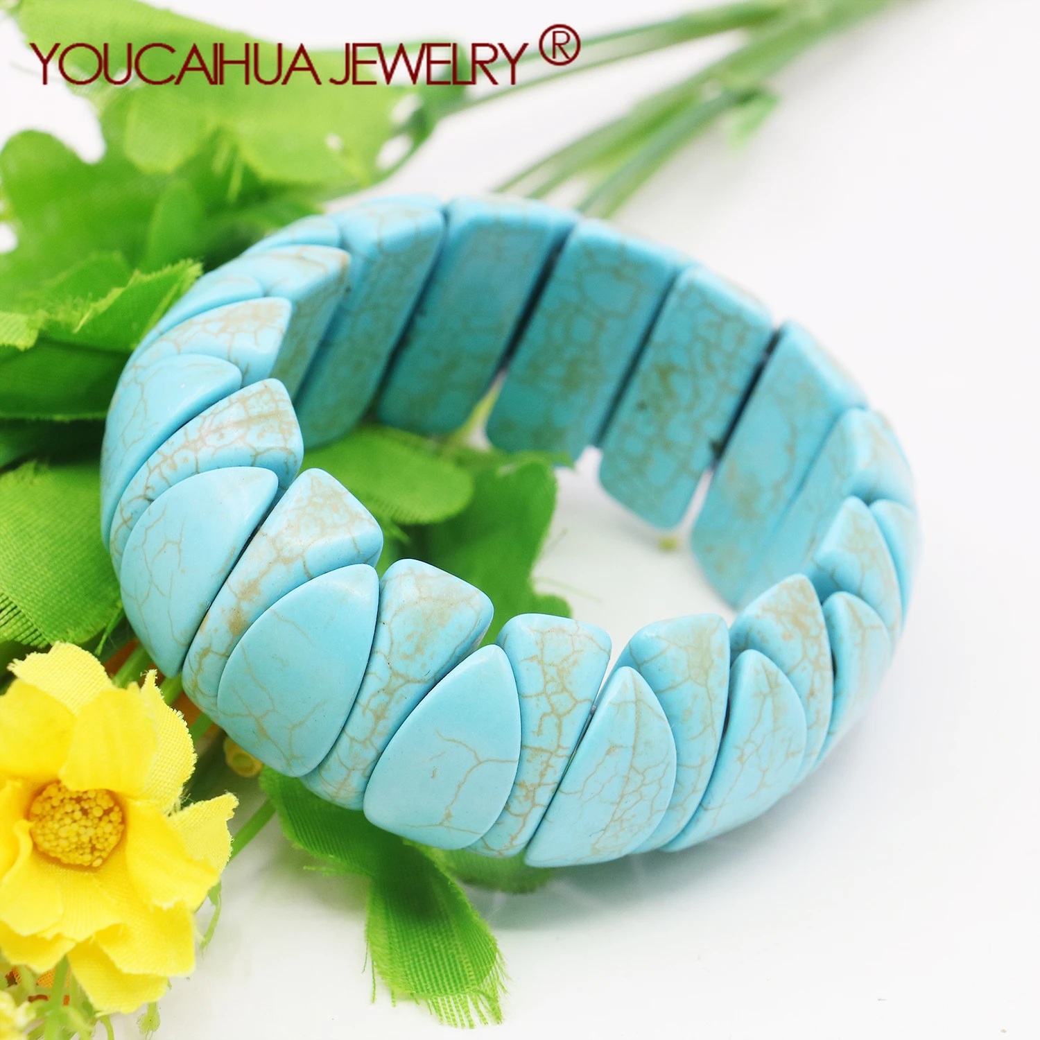 

10-24mm Blue Turkey Turquoise Bracelet Howlite Stone Gemstone Women Girls Elastic Hand Ornaments Fashion Jewelry Making Design