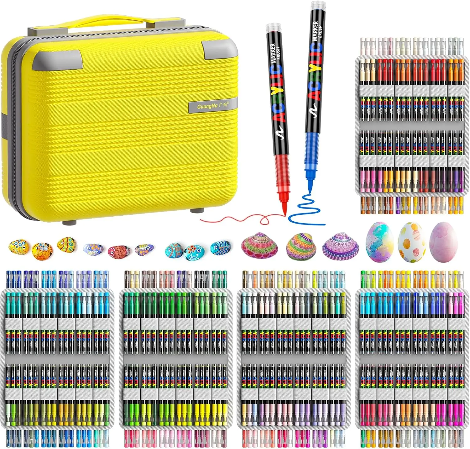 GUANGNA 360 Farben 2026 Neue Acryl-Farbmarker mit Weicher Pinselspitze, Malstifte und Acrylfarben-Stifte für DIY-Basteln, Professionell