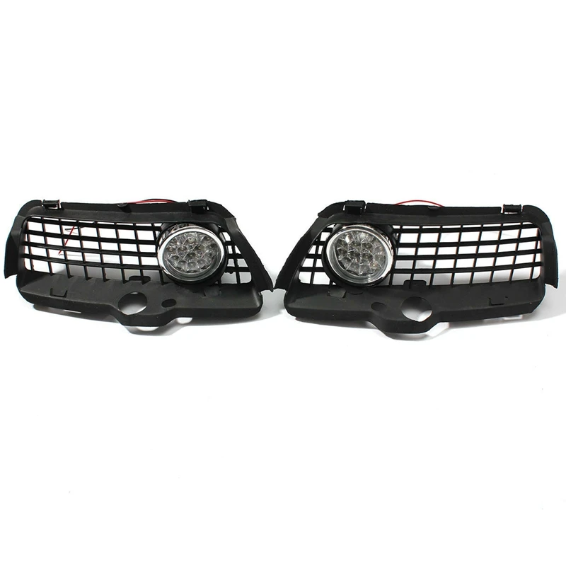 1Pair Car Front Bumper LED Fog Lamp Grille Cover For VW Golf Jetta MK3 Cabrio 1993-1998 White Drl Driving LED Fog Light Parts