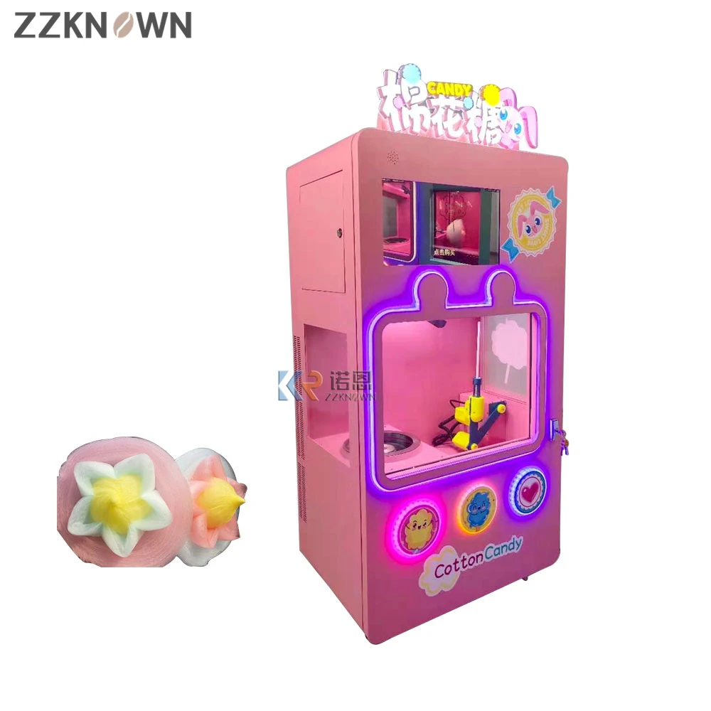 Automatic Cotton Candy Vending Machine Commercial Flower Shape Marshmallows Making Machine Vending