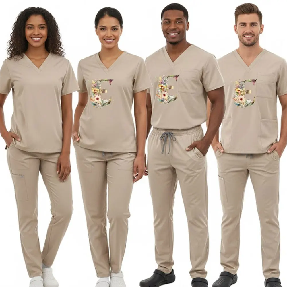 유니섹스 브이넥 반팔 작업복 워크숍 산업용 세트 통기성 내구성 작업복