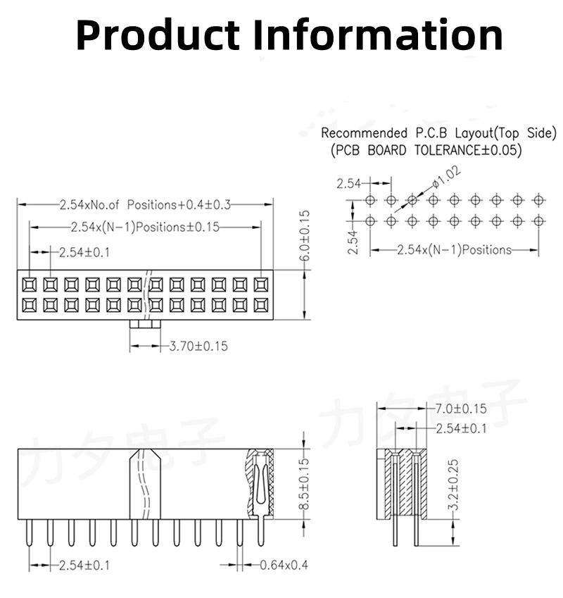 2.54mm Pitch z uderzeniami dwurzędowe kobieta 2 ~ 40P PCB Socket Board do złącz stykowych Strip 2/4/6/10/12/16/20/40Pin dla Arduino