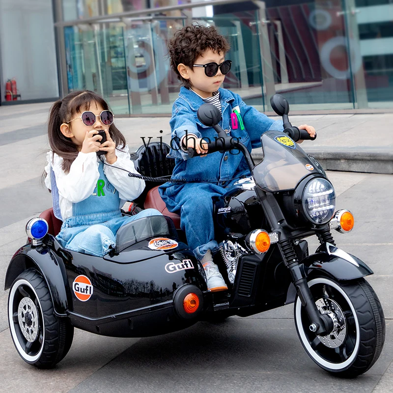 Triciclo elétrico de assento duplo, brinquedo pai-filho, assento de carro para meninos e meninas, carrinho de bebê