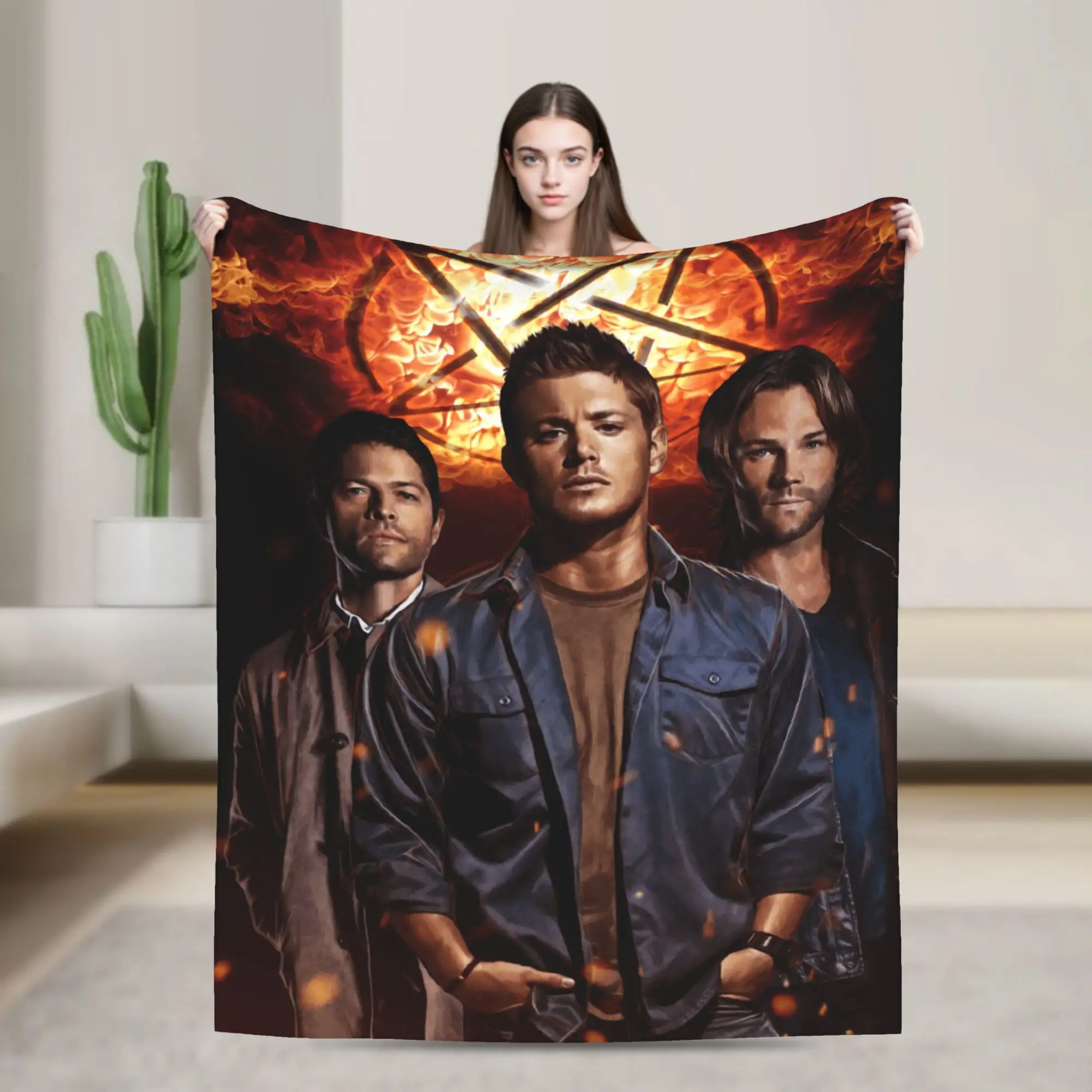 Warm Soft Blanket Camping Sam Winchester Supernatural Throw Blanket  Flannel Bedspread For Couch Chair Sofa Bed Sofa Bed Cover