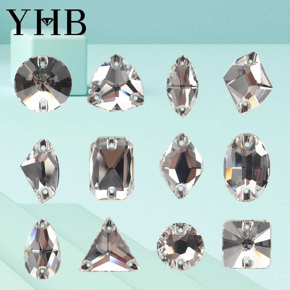 YHB T001 Cristales XIRIUS Comsic de Cristal AB para Coser, Piedras Planas para Coser en Prendas, Ropa y Bolsos