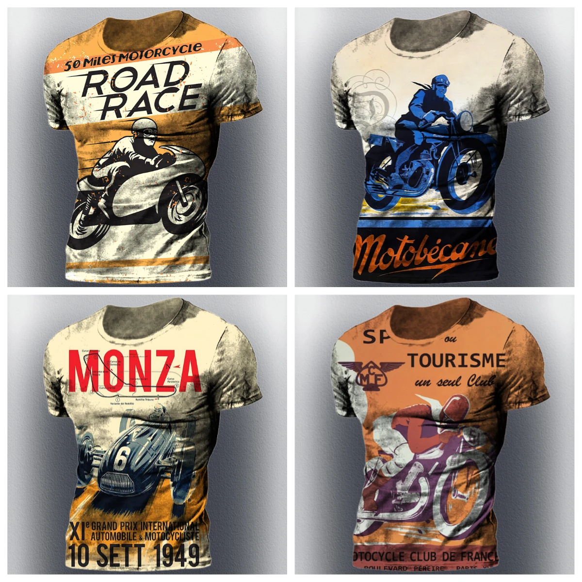 

For Men Clothing Biker Racing T-shirts Motor Tees Tops Summer Apparel Retro Men's T Shirt 3d Vintage Motorcycle Oversized Tshirt
