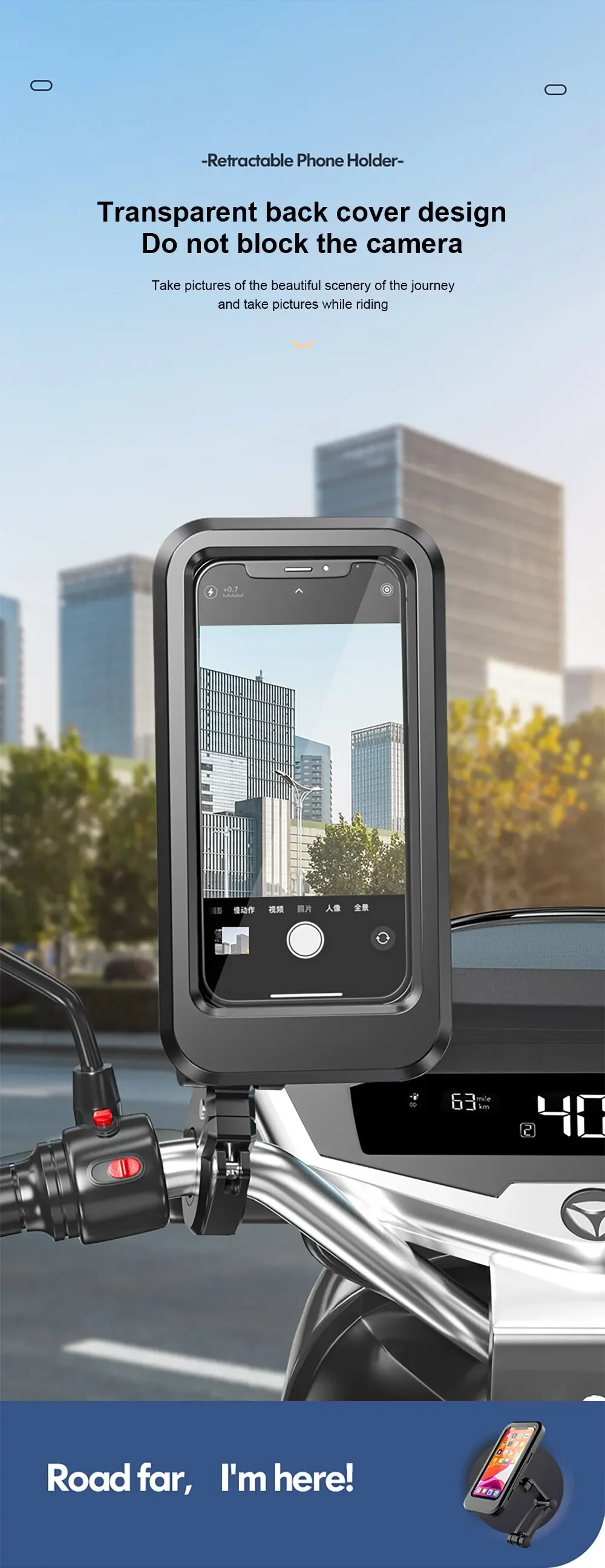 Wasserdicht 360° ° Drehbare Telefonhalterung für Motorrad/Fahrrad – verstellbare universelle GPS-Halterung für Mobiltelefone und Navigations-Apps – Detail 20