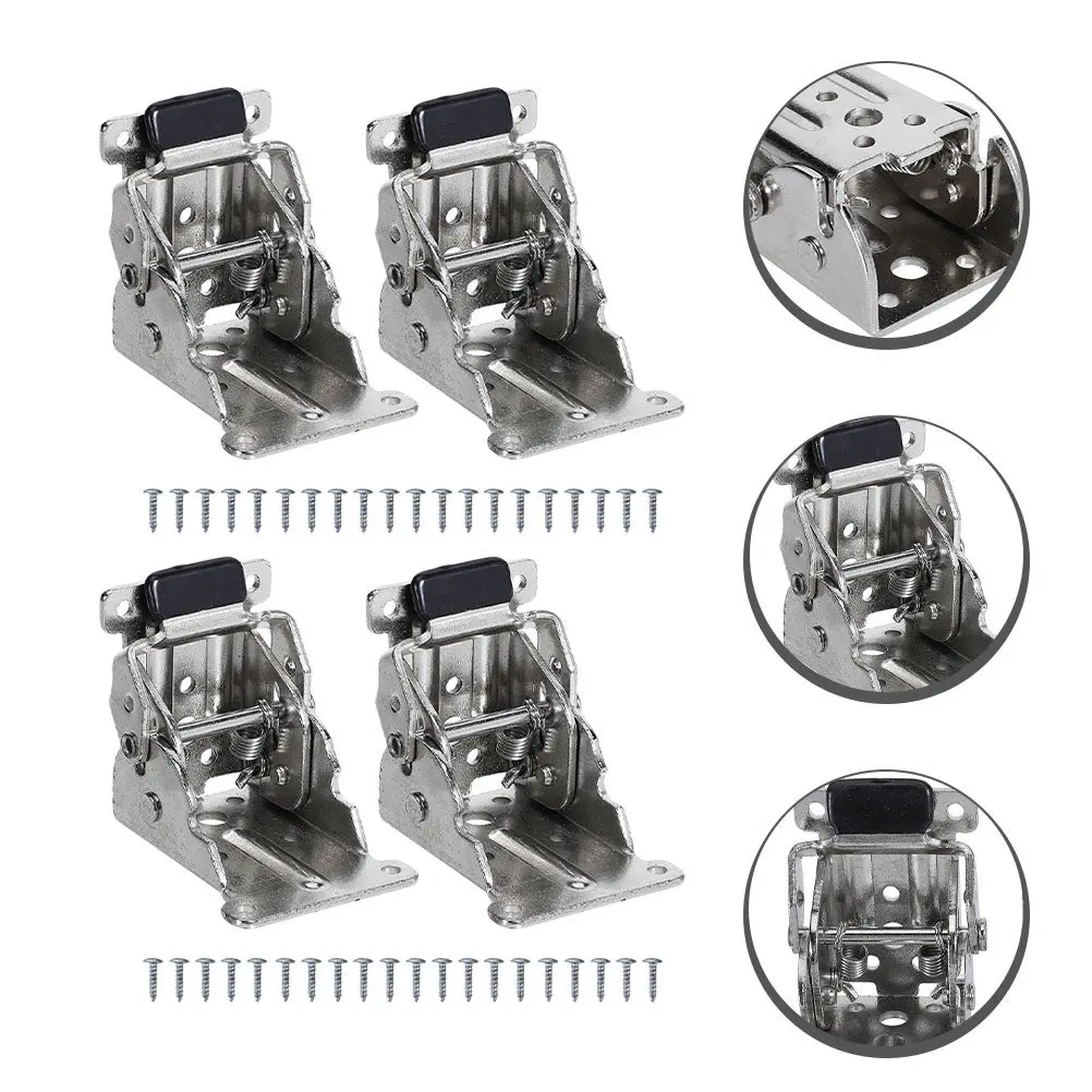 

4Pcs Steel Folding Table Leg Hinge with Locking Mechanism 90 Degree Foldable Support Bracket for Kitchen Laundry Retail