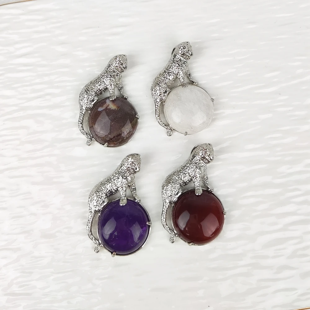 قلادة النمر ملك الحيوانات للرجال والنساء ، الحجر الطبيعي ، الجمشت ، أفنتورين أخضر ، قلادة Apal ، مجوهرات الحفلات ، الموضة