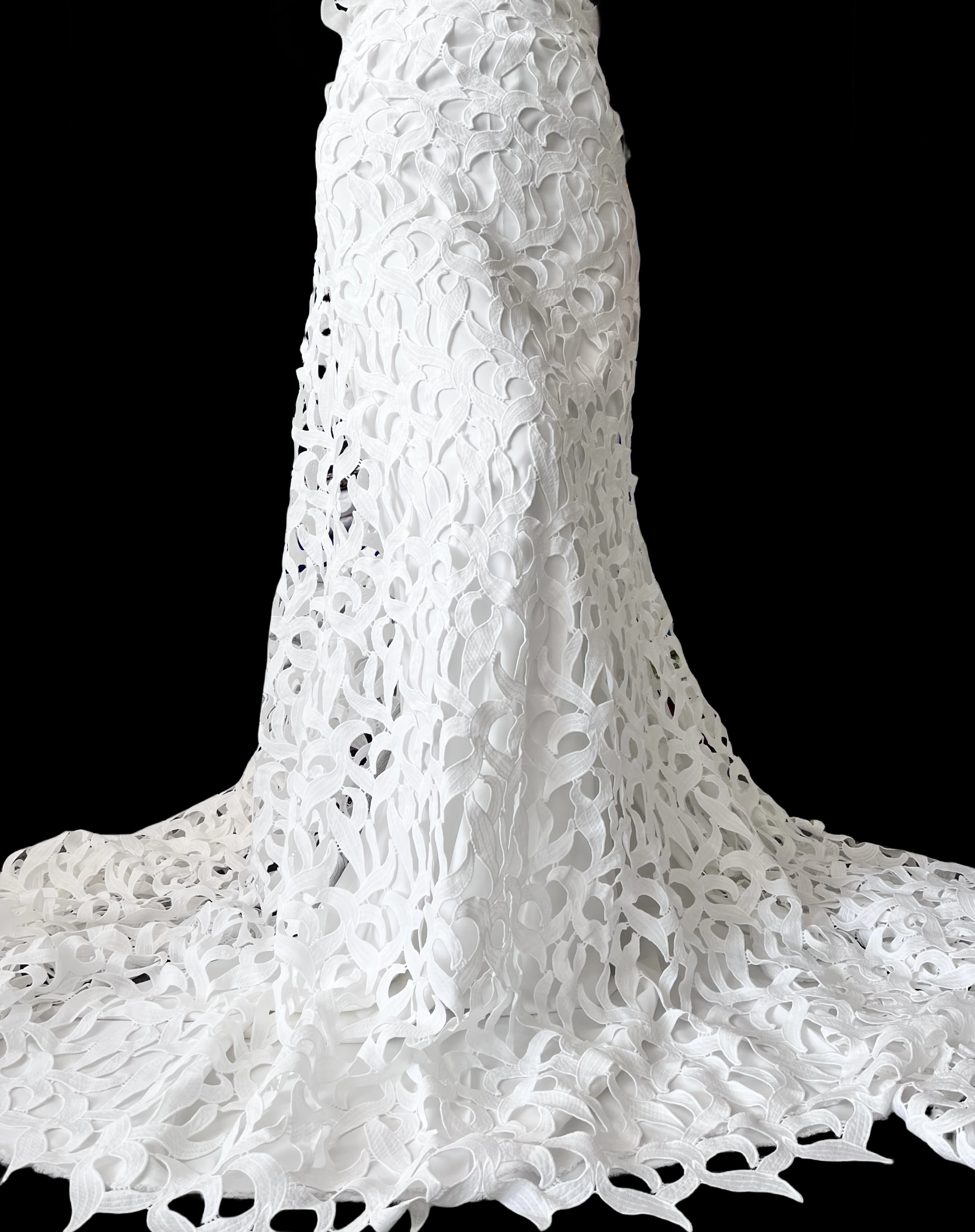 

YQOINFKS 2024 Latest Stretch Fabric White Cord Lace Embroidery Mesh Guipure Bridal Dress High Quality Nigerian Party KY-1001