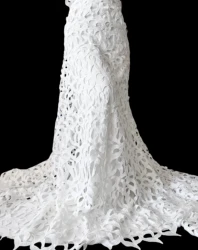 YQOINFKS 2024 Latest Stretch Fabric White Cord Lace Embroidery Mesh Guipure Bridal Dress High Quality Nigerian Party KY-1001