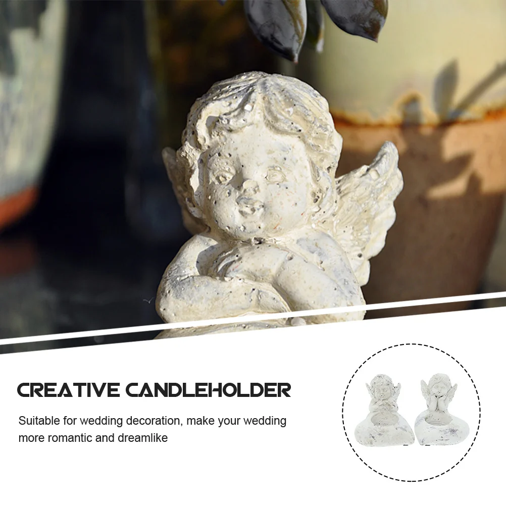 

2Pcs Angel Stand Resin Candleholders Stable Wear-Resistant Decorative Bases Desktop Wedding Decor