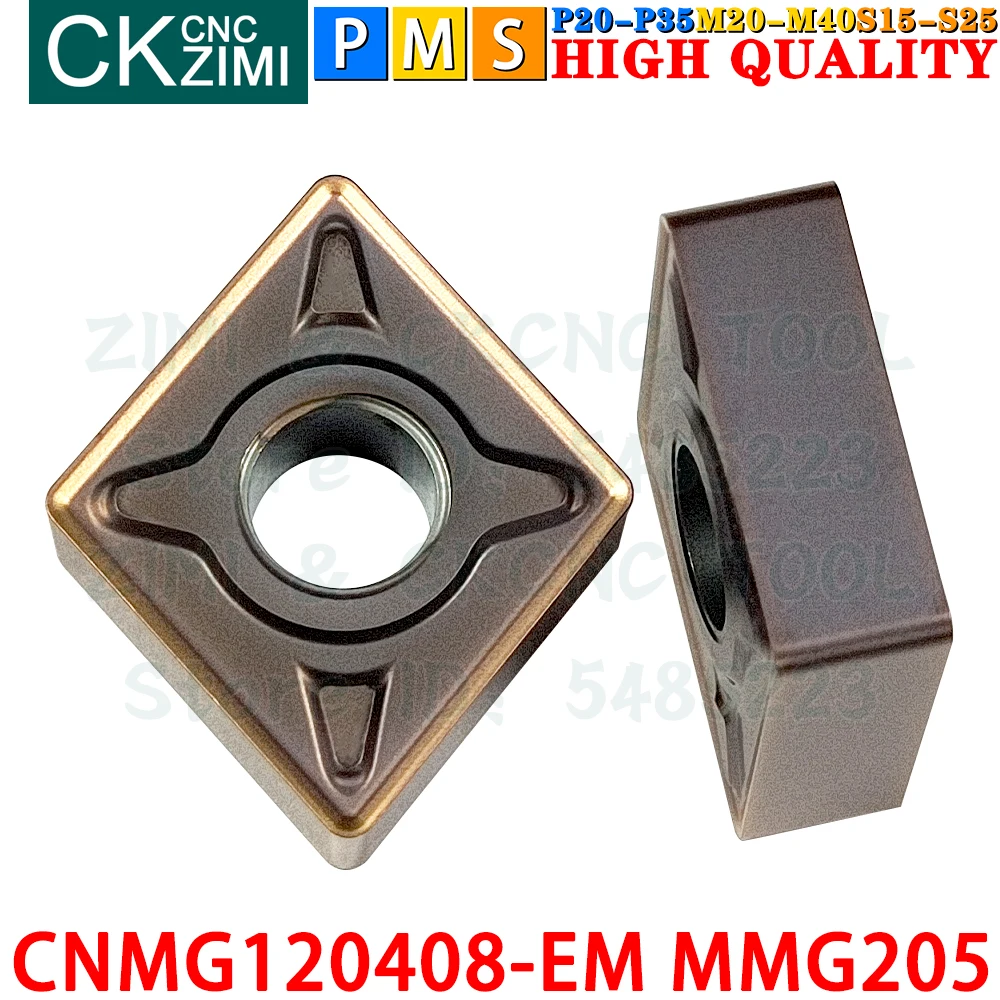 CNMG120408-EM MMG205 CNMG 120408 EM MMG205 إدراجات كربيد خارجية أدوات إدراج تحول CNMG1204 EM EF CNC مخرطة معدنية ميكانيكية أدوات قطع تحول