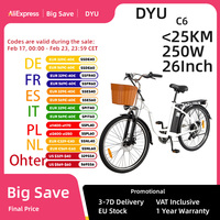 DYU C6 Electric Bike 26 Inch 250W 36V 12.5AH Removable Lithium Battery Classic Retro Motorcycle Urban Outdoor Auxiliary E-Bike