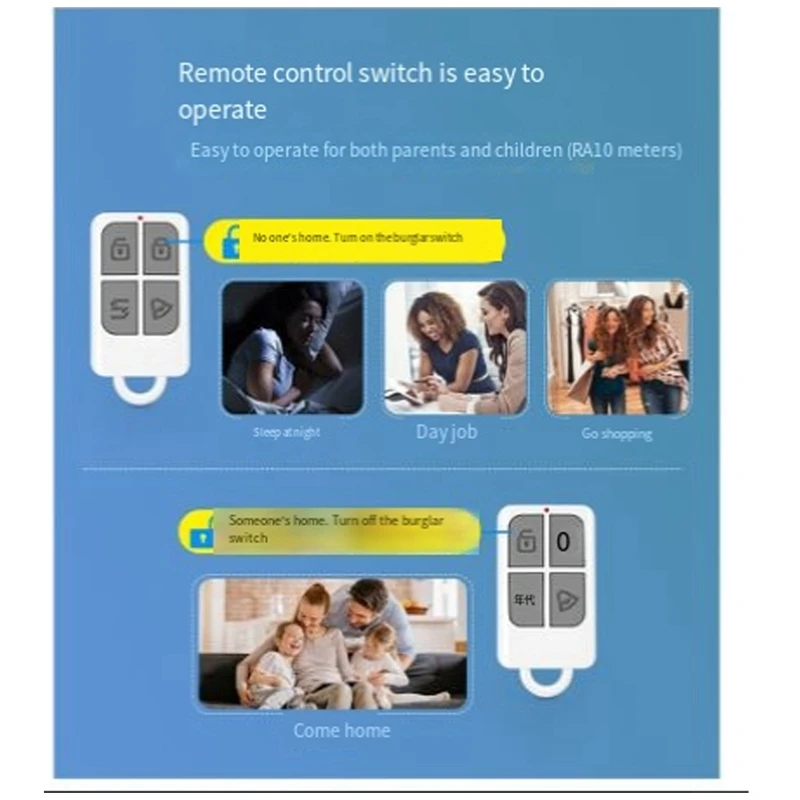 Allarme sistema di sicurezza domestica a infrarossi senza fili avviso rilevatore di movimento PIR + telecomando