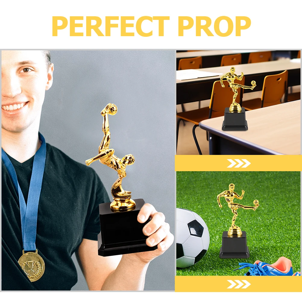 

2 Pcs Football Trophy Match Award The Gold Delicate Soccer Plastic Championship